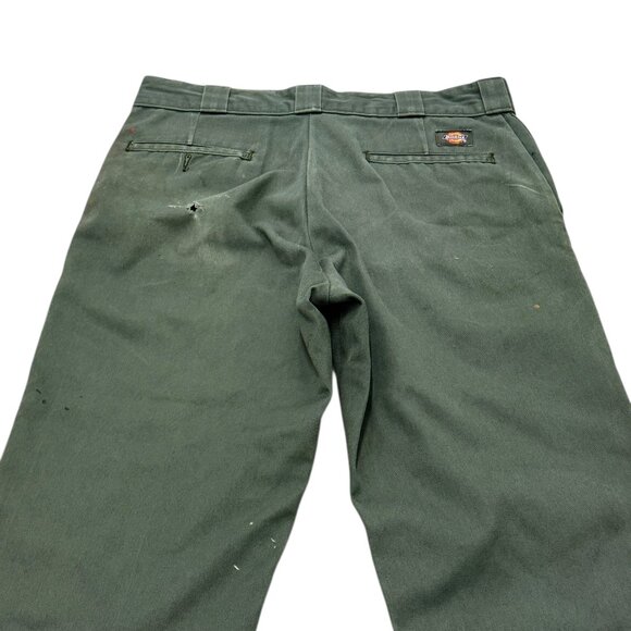 Men’s Dickies Green Work Pants Paint Splatter Cut Off Shorts 34x25 - Picture 6 of 10